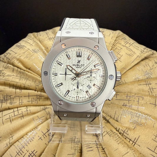 Hublot Silver Case with White Textured Dial