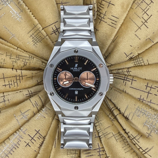 Hublot Diamond Cut Black & Rose Hold Dial