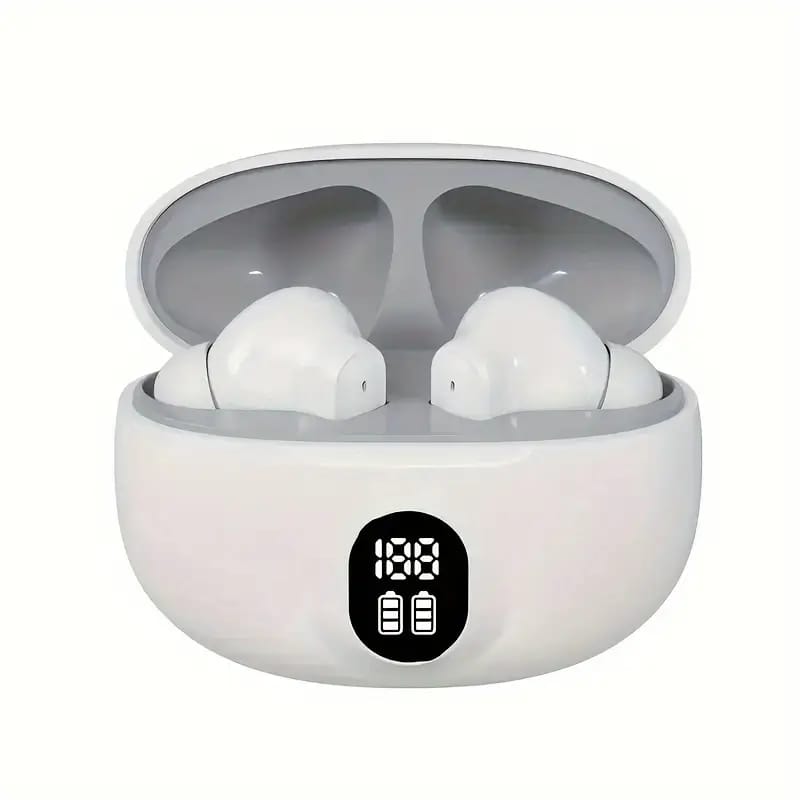 TWS Wireless Earbuds with LED Display -ENC Noise Cancellation, HiFi Stereo, Bluetooth ^ 5.3 - Available in Black & White