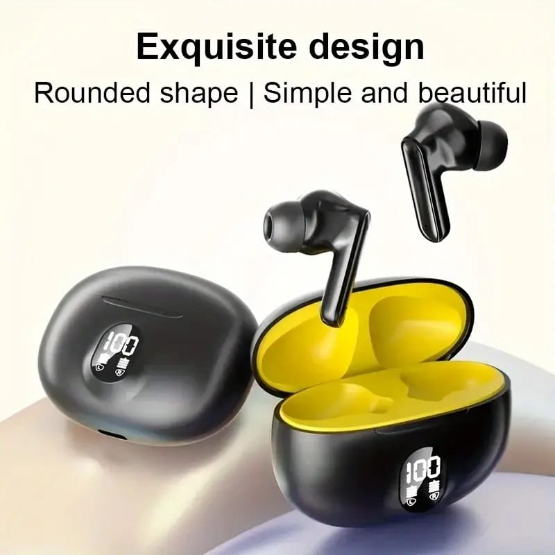 TWS Wireless Earbuds with LED Display -ENC Noise Cancellation, HiFi Stereo, Bluetooth ^ 5.3 - Available in Black & White