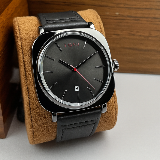 TOMI T-084 Men's Watch Quartz Date Leather Strap